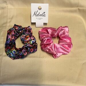 Elodie Vibrant Floral and Pink Hair Scrunchies